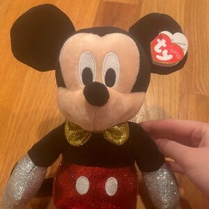 Ty Mickey Mouse Plush - Black, Red, Gold and Silver Glitter